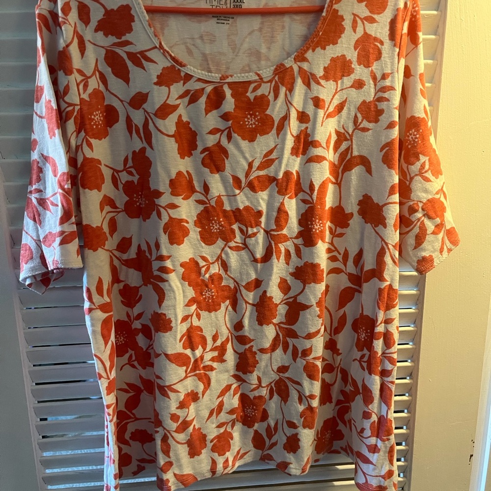 Time and Tru Tee with Orange Floral Print